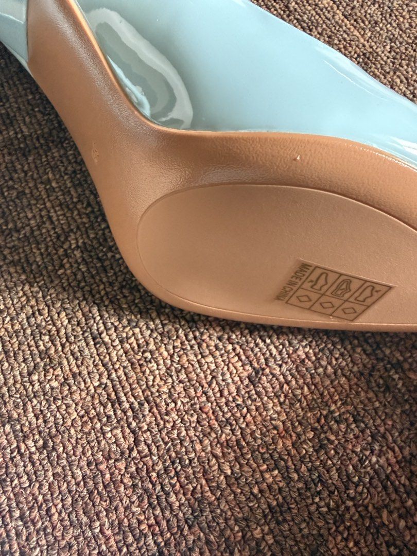 Light Blue Patent Pointed Toe Stiletto Heels Size 38 (Category: Heels) located in Cagayan de Oro. Submitted by redbluerider (Listing ID 1468779159, Image 3). Description: - Style: Pointed toe stiletto high heels - Color: Light blue patent with glossy finish (tan inner lining and sole) - Size: 38 - Condition: Excellent, closet clear-out piece ready for a new owner Price is negotiable.