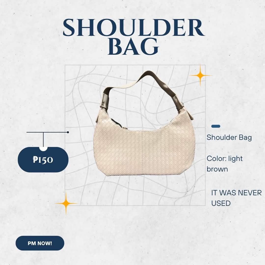 Light Brown Shoulder Bag Woven Design (Category: Shoulder Bags) located in Manila. Submitted by drowsey (Listing ID 1468731817, Image 1). Description: - Color: Light brown - Design: Chic woven pattern - Condition: Brand new, never used, properly stored in closet - Interior/Exterior: Clean and well-maintained - Size: Practical everyday size - Inclusion: Simple strap included - Send a PM now for inquiries!.
