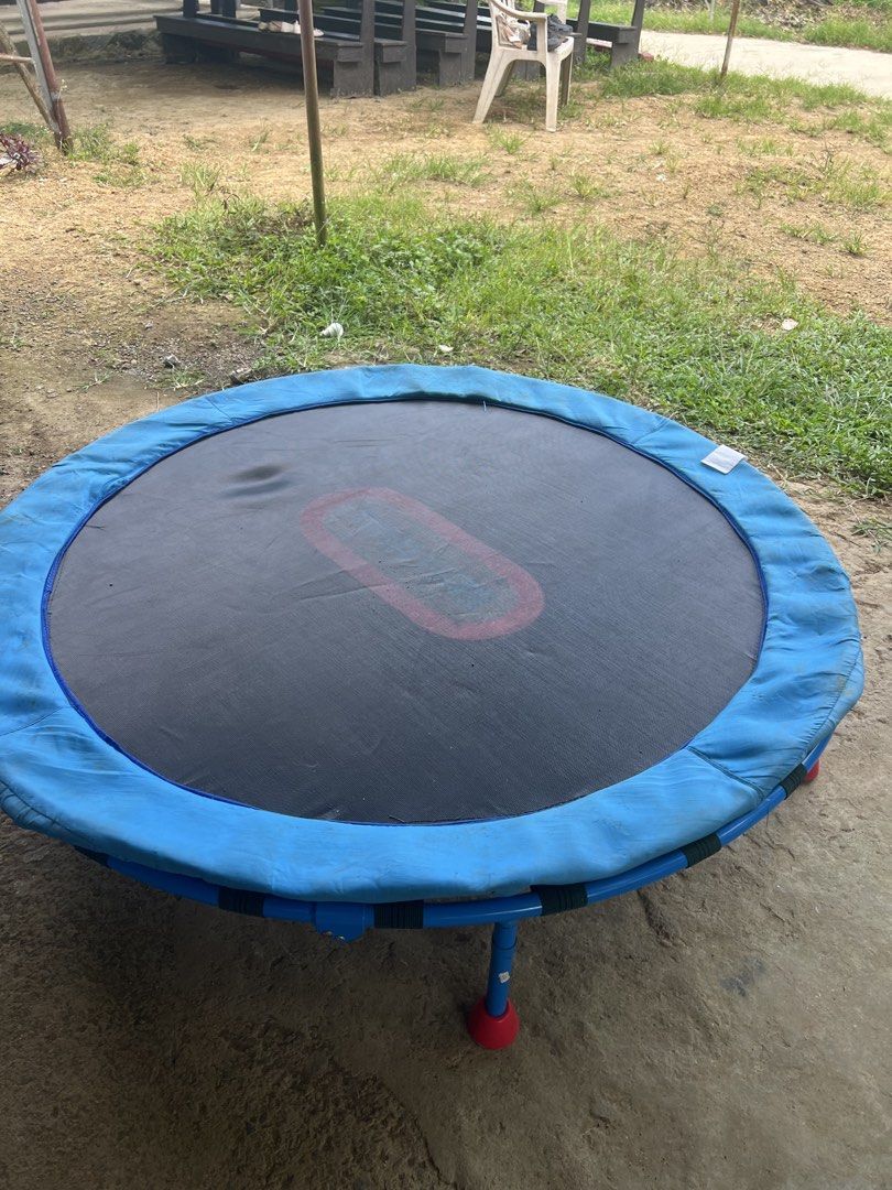 Little Tikes Junior Trampoline (Category: Infant Playtime) located in Manila. Submitted by mayumishanel (Listing ID 1468924793, Image 2). Description: - Authentic Little Tikes kids trampoline for indoor or outdoor play - Sturdy blue metal frame with red feet and safety padding - Black jumping mat featuring a fun red center target mark - Standard toddler size.