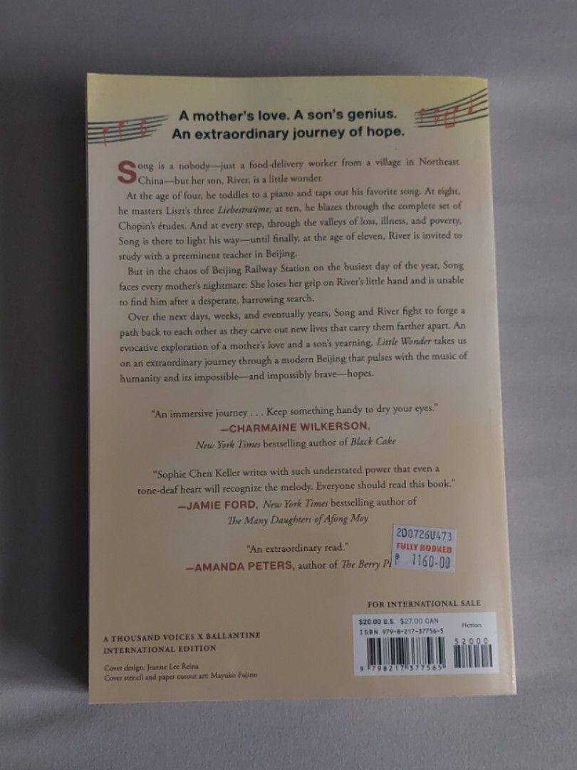 Little Wonder (Paperback) (Category: Storybooks) located in Quezon City. Submitted by samchispick (Listing ID 1468769923, Image 2). Description: -ALL DETAILS ALREADY POSTED -NEW AND NEVER READ -BOUGHT FROM FULLY BOOKED -RFS: IMPULSE BUY -MOP GCASH "ONLY" -MOD GRAB/LALAMOVE "NO COURIER REQUEST" MEANING "NO JNT REQUEST" ***PRICE IS FIXED. PLEASE DON'T MAKE OFFER".