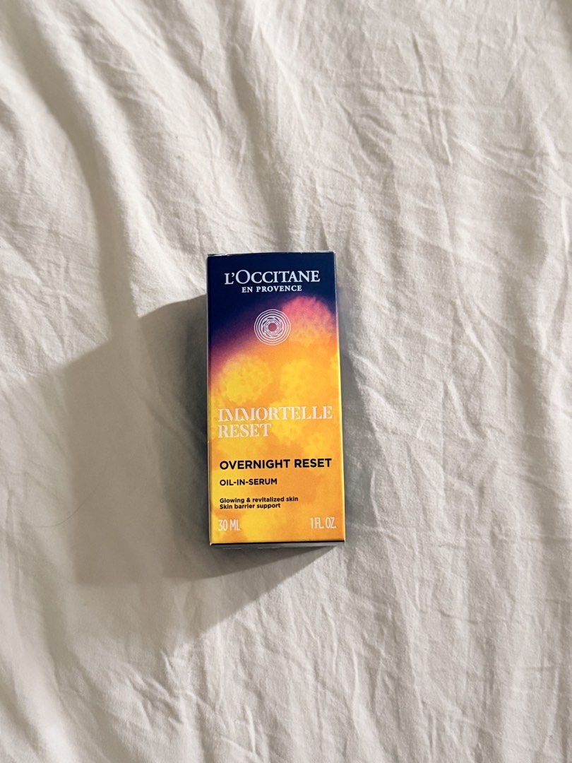 L’OCCITANE IMMORTELLE RESET OVERNIGHT SERUM (30ML) (Category: Face Care) located in Cebu City. Submitted by nainagillamac (Listing ID 1468721856, Image 1). Description: FOR SALE | L’OCCITANE IMMORTELLE RESET OVERNIGHT SERUM (30ML) Condition: Brand New & Unused Size: 30mL (Full Size) Original Price: ₱4,700 from Rustans Selling Price: ₱3,500 (negotiable) - Helps improve the appearance of tired-looking skin - Supports the skin’s moisture barrier - P