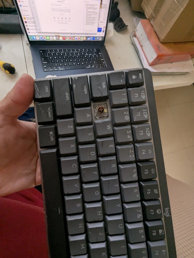 Logitech MX Mechanical Mini (Category: Computer Keyboard) located in Angeles City. Submitted by marchawkins (Listing ID 1468899619, Image 3). Description: Selling my Logitech MX Mechanical Mini has scratches po but does not affect the performance honest issue: may sira po ung key W and also nawala na ung ibang caps battery life is amazing, negotiable po sa sure buyer. meetup around Pampanga, tarlac or DLSU Taft on weekends.