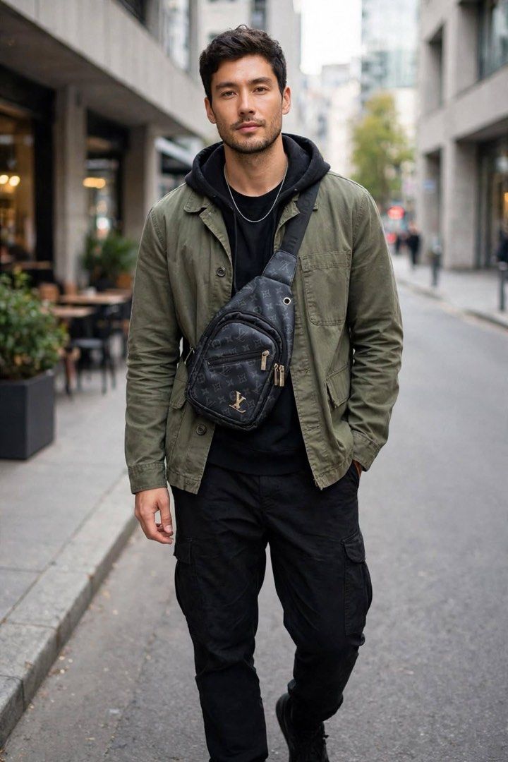 Louis Vuitton Monogram Eclipse Sling Bag Unisex OFF (Category: Luxury Bags & Wallets) located in San Pedro. Submitted by lifebeginsaftercoff33 (Listing ID 1468734975, Image 2). Description: - Stylish black sling bag featuring the iconic monogram eclipse canvas pattern - Secure main zip compartment and convenient front zip pocket - Luxurious silver hardware accented with LV zipper pulls - Clean interior lining equipped with a handy slip pocket - A