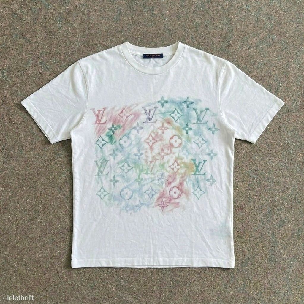 Louis Vuitton Pastel monogram crayon print tee (Category: Tshirts & Polo Shirts ) located in Batangas. Submitted by lelethrift.com (Listing ID 1468787584, Image 1). Description: Louis Vuitton Pastel monogram crayon print Size: Medium to semi Large complete tags with washtag 10/10 color rate no yellow stains ready to wear na napalaundry na excellent condition even neckline.