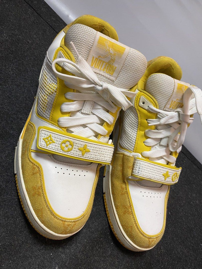 Louis Vuitton Trainers (Category: Sneakers) located in Quezon City. Submitted by loloyz123 (Listing ID 1468841247, Image 1). Description: Louis Vuitton Trainers Condition: Very good Color rate: 9/10 Color: Yellow/ White Size: 8 insole: 28cm.