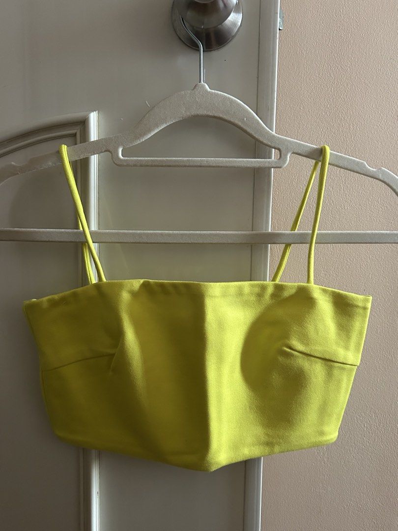 Love, Bonito Crop Camisole Top (Category: Sleeveless) located in General Trias. Submitted by zellybeansz (Listing ID 1468745609, Image 2). Description: - Brand: Love, Bonito - Condition: Brand new, never worn - Color: Bright yellow - Size: XS (UK 6 / US 2).