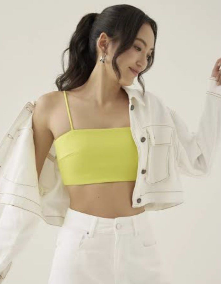 Love, Bonito Crop Camisole Top (Category: Sleeveless) located in General Trias. Submitted by zellybeansz (Listing ID 1468745609, Image 1). Description: - Brand: Love, Bonito - Condition: Brand new, never worn - Color: Bright yellow - Size: XS (UK 6 / US 2).