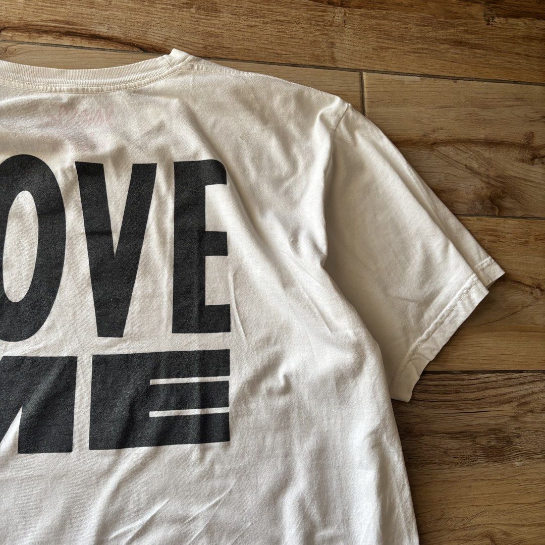 love me white cotton graphic statement tee (Category: Tshirts & Polo Shirts ) located in Calamba. Submitted by wearlikenobody (Listing ID 1468744942, Image 3). Description: Length: 28.5” Width: 23” Condition: 9/10 Issue: slightly yellowish pits Size: L.
