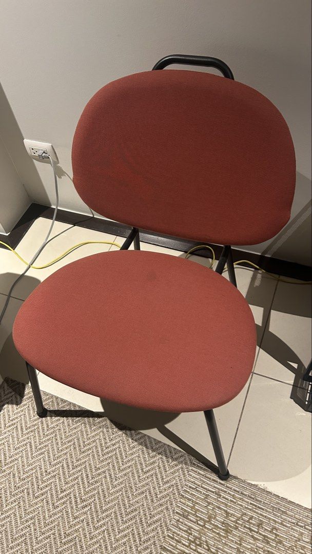 Low Cushioned Chair with Backrest (Muted Red Color) (Category: Chairs) located in Manila. Submitted by emiluh (Listing ID 1468826337, Image 2). Description: Distance from floor to seat is approximately 14 to 15 inches (varies slightly due to slight tilt of the seat) Cushioned low chair with backrest .
