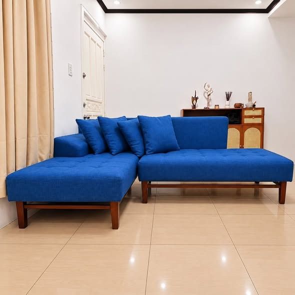 L-Shaped Sofa Set from SM HOME (Category: Sofas) located in Pasig City. Submitted by micaelabataclan (Listing ID 1468838859, Image 1). Description: FOR SALE ₱18,000 (NEGOTIABLE) • Minimal wear and tear • Well maintained • Unlimited in-person inspection — any condition-related findings may be used as a basis for price negotiation • 147 cm (L) × 76 cm (W) • Gemelina wood, treated against wood rot and termites Purchased: January 2026 RFS: Doesn’t fi