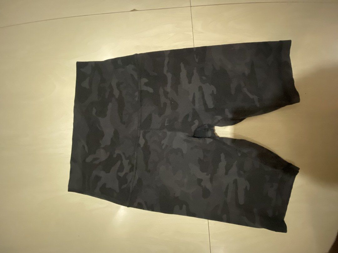 Lululemon Camo High Rise Biker Shorts (Category: Shorts) located in Vinzons. Submitted by gabrielvic (Listing ID 1468737986, Image 2). Description: - Brand: Lululemon - Style: High-waisted biker shorts - Color/Pattern: Dark grey camo - Features: Classic logo on back waistband, super stretchy fabric - Fit: Short length, hits right above the knee - Condition: Like new, clean with no signs of wear - Ideal for: Gym workouts, running errands, or casua