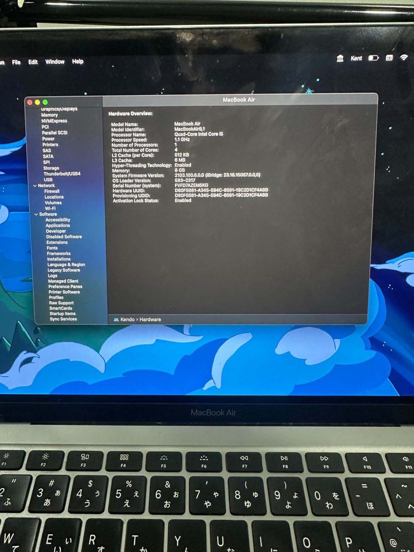 Macbook Air 2020 i5 (Category: Laptops & Notebooks) located in Cavite. Submitted by whimsyms (Listing ID 1468835446, Image 2). Description: ⭐️Model: MacBook Air 2020 (Space Gray, Model A2179) ⭐️Specs: Quad-core Intel Core i5, 8GB RAM, 512GB SSD storage ⭐️Keyboard: Japanese character markings Only used for school and reading Only braided type c cable included, no power brick Issues: 📍Battery (Service Recommended, but still useable for daily drive