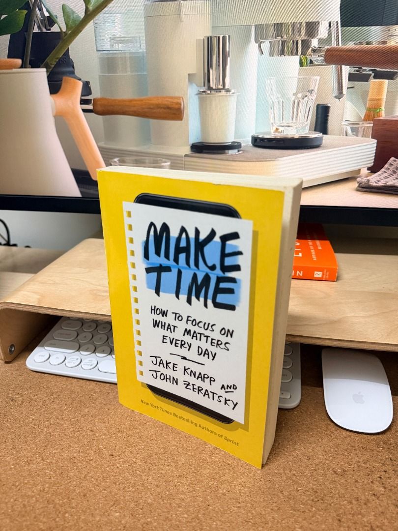 Make Time: How to Focus on What Matters Every Day (Category: Storybooks) located in Taguig. Submitted by jmcuniverse1018 (Listing ID 1468848996, Image 1). Description: - Title: Time by Jake Knapp and John Zeratsky - Format: Paperback with a bright yellow cover - Condition: Clean pages, minimal shelf wear - Key Topics: Productivity, managing distractions, and time management - Perfect for: Anyone wanting to focus on meaningful work and daily habit