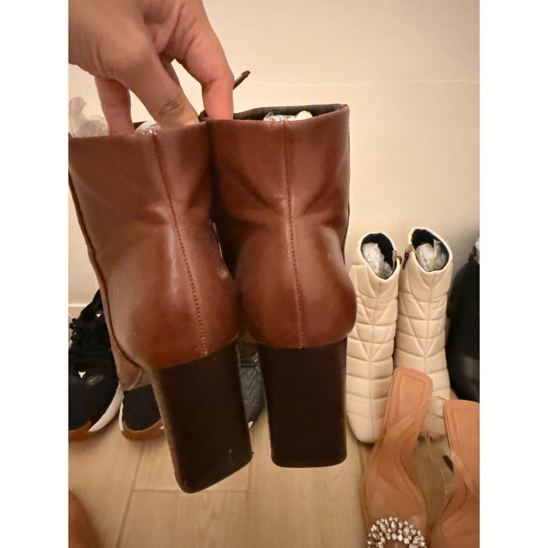 Mango Brown Leather Boots (Category: Boots) located in Rizal. Submitted by mariasdeclutteringshop (Listing ID 1468811125, Image 3). Description: Bought from Europe. Selling because I’m moving out of the country. Has some color faded in front of as seen on the photos. .