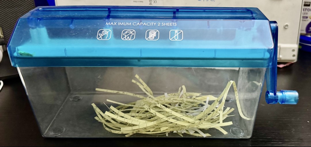 Manual Hand Paper Shredder Blue, Computers & Tech, Office & Business ...