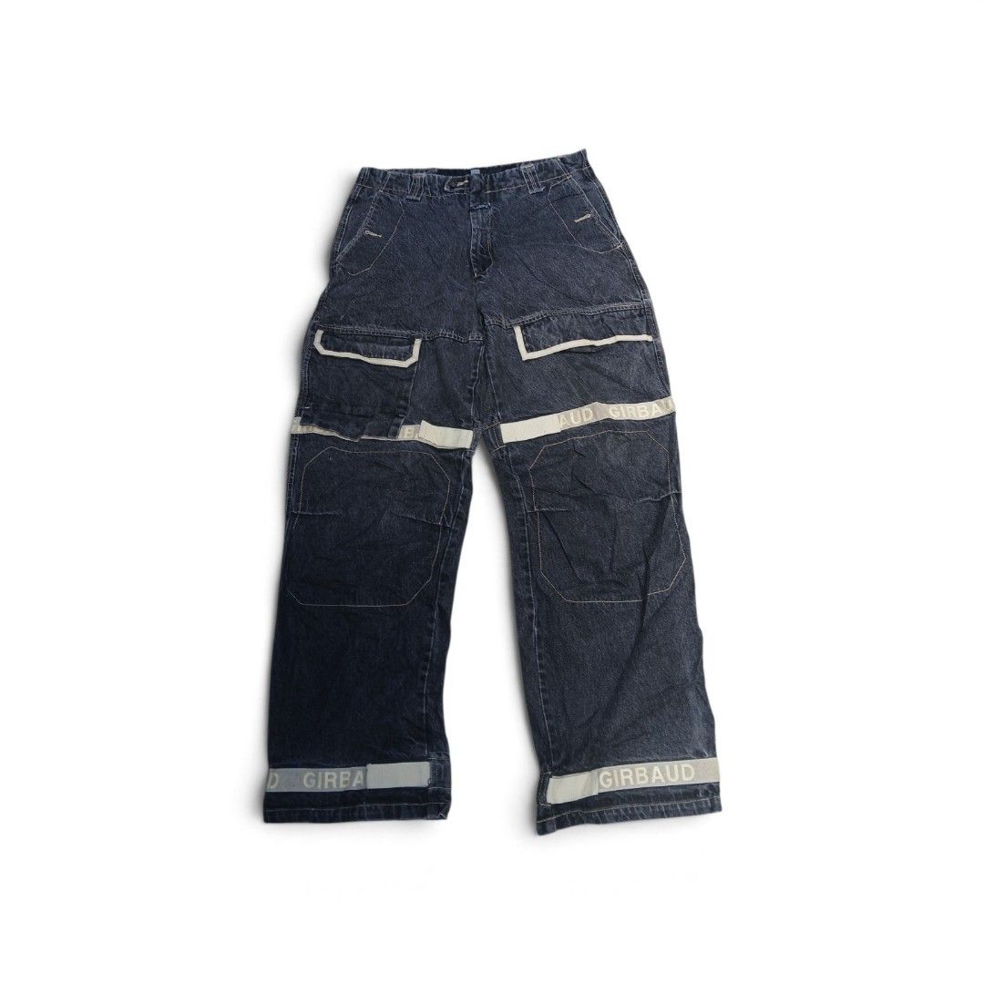 Marithe Francois Girbaud Denim Pants Size 36 (Category: Jeans) located in San Jose. Submitted by garments17 (Listing ID 1468926655, Image 1). Description: - Brand: Marithé François Girbaud - Style: Dark wash denim jeans with statement white contrast tape detailing - Size: Tagged size 36 on inner label - Material: 100% cotton, Made in China - Features: Button fly, multiple functional cargo pockets, and back pocket patch - Condition: Excellent pre-