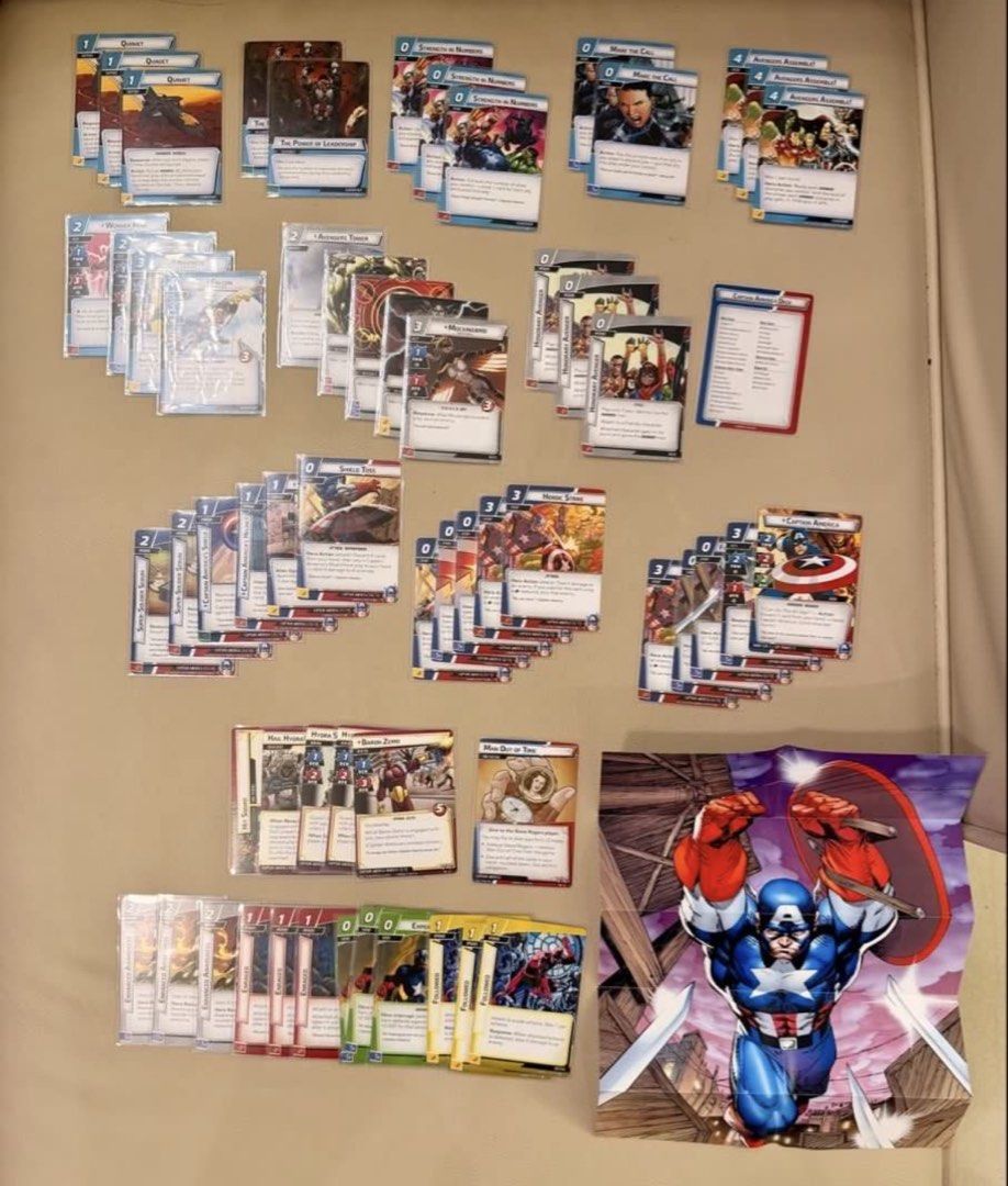 Marvel Champions (Category: Raw Singles) located in Santa Rosa. Submitted by authentic.finds.only (Listing ID 1468713840, Image 3). Description: Marvel Champions Captain America Hero Pack Complete hero pack with inserts. In excellent condition. Includes: Complete Captain America Hero cards Leadership cards Basic cards Obligation card Nemesis set Extra aspect cards Poster/rules Price in eBay is USD 100 (approx PHP 6,200) + international shipping f