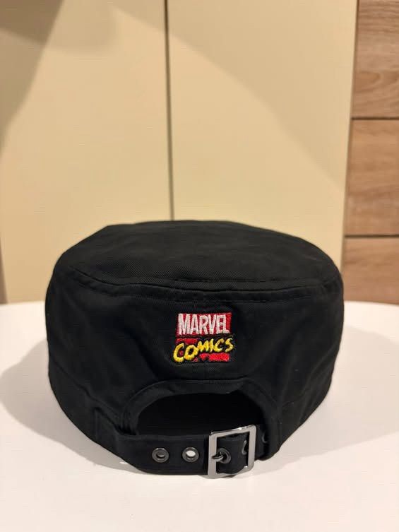 Marvel Comics Iron Man Black Cadet Cap (Category: Vintage Collectibles) located in Cebu City. Submitted by ubecstoned (Listing ID 1468819001, Image 3). Description: - Style: Cadet cap - Color: Black - Material: Cotton - Design: Embroidered Iron Man patch on front with Marvel Comics branding on the back - Interior: Colorful Iron Man comic book print lining - Closure: Adjustable metal buckle strap - Condition: Clean with intact tags - Ideal for: Ma