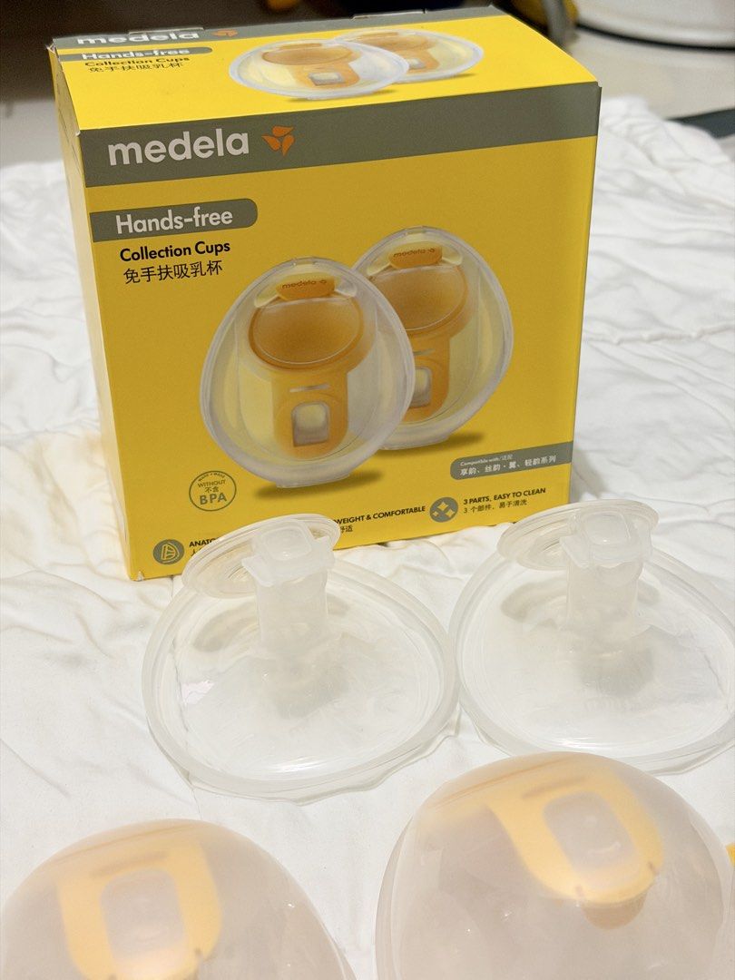 Medela Hands-free Collection Cups (Category: Breastfeeding & Bottle Feeding) located in Mandaluyong City. Submitted by allorashoppe (Listing ID 1468906716, Image 1). Description: - Authentic Medela Hands-Free Collection Cups Set - Includes both 21mm and 24mm shield sizes for a better fit - Comes complete with clear cups, yellow lids, tubing, and original packaging box - Lightweight and BPA-free design for safe, comfortable pumping - Easy to wash 