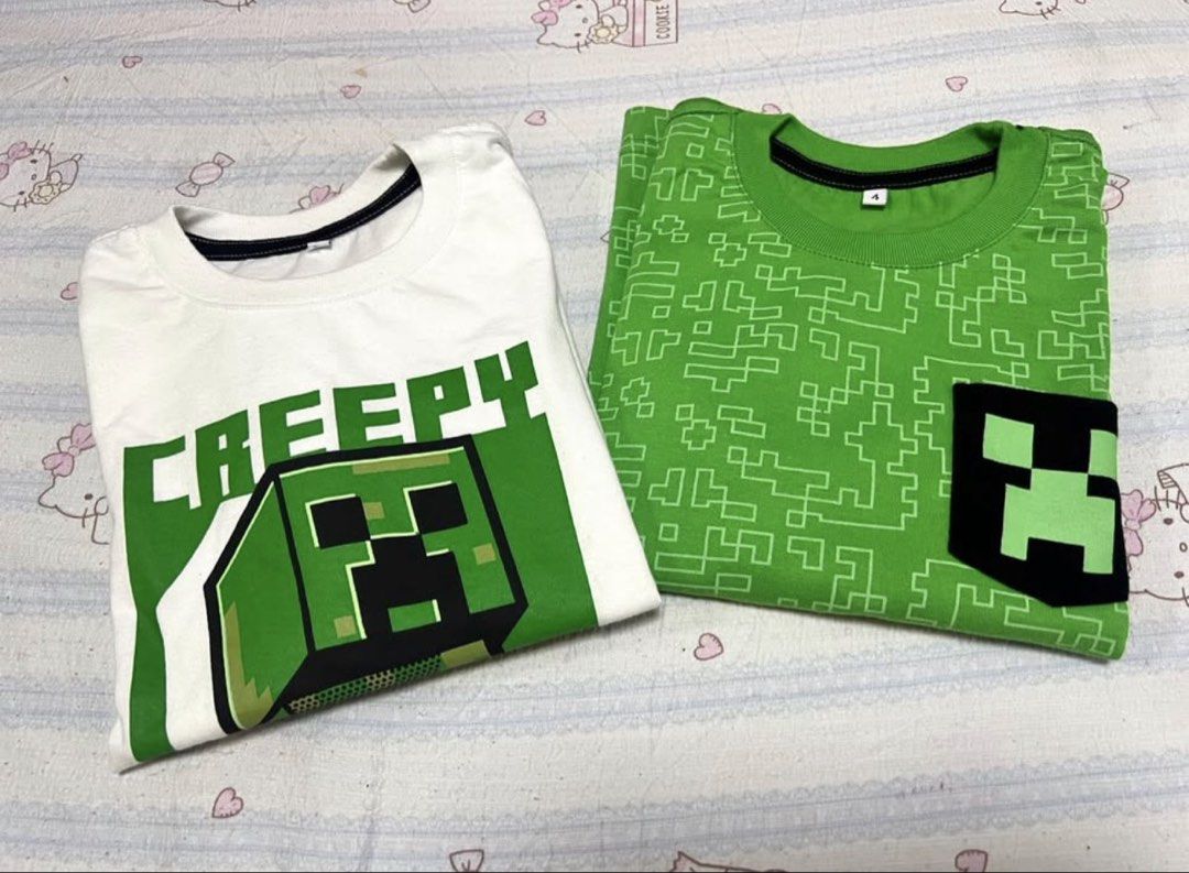 Minecraft Tshirt (Category: Babies & Kids Fashion) located in Caloocan City. Submitted by verygoodmama (Listing ID 1468808881, Image 1). Description: Preloved Kids’ Shirts 💚 Size: 3–4 years old Used but still in good condition ✨ Both shirts sold as a set. May small stain po. Nasa last picture Location: Monumento .