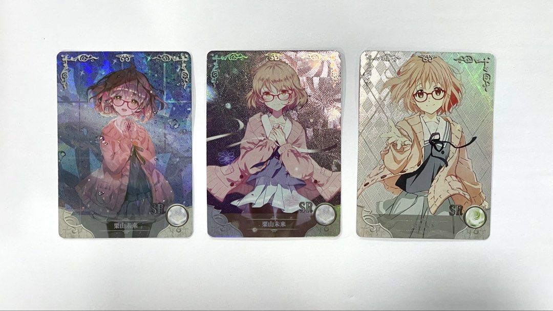 Mirai Kuriyama SR (Category: Raw Singles) located in Manila. Submitted by shoriya (Listing ID 1468785855, Image 2). Description: Beyond the Boundary / Kyoiukai no Kanata (Selling as a SET) 📍Pangasinan -ship via JNT Mirai Kuriyama from the anime series Beyond the Boundary (Kyoukai no Kanata), released as part of the Goddess Story collectible card game (CCG).