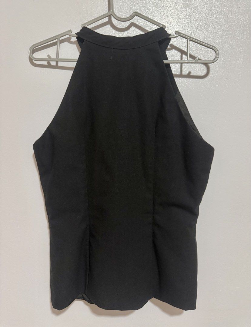 Miu the Label Sol Top (Category: Sleeveless) located in Quezon City. Submitted by gsllcn12 (Listing ID 1468876987, Image 2). Description: 𐙚 Size small 𐙚 Color black 𐙚 Used twice, good condition .