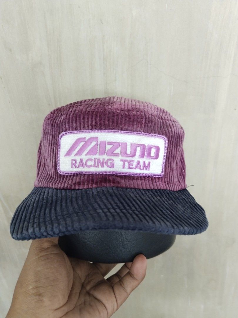 Mizuno Racing Team Corduroy Cap (Category: Caps & Hats) located in Legazpi City. Submitted by genobecollectives (Listing ID 1468732468, Image 1). Description: Mizuno Racing Team corduroy 500 free ship - Material/Style: Maroon and navy blue corduroy cap - Details: Bold embroidered front patch and contrast dark blue brim - Fit: Adjustable strap closure with plastic buckle - Interior: Clean lining with white mesh support panels - Vibe: Classic stree