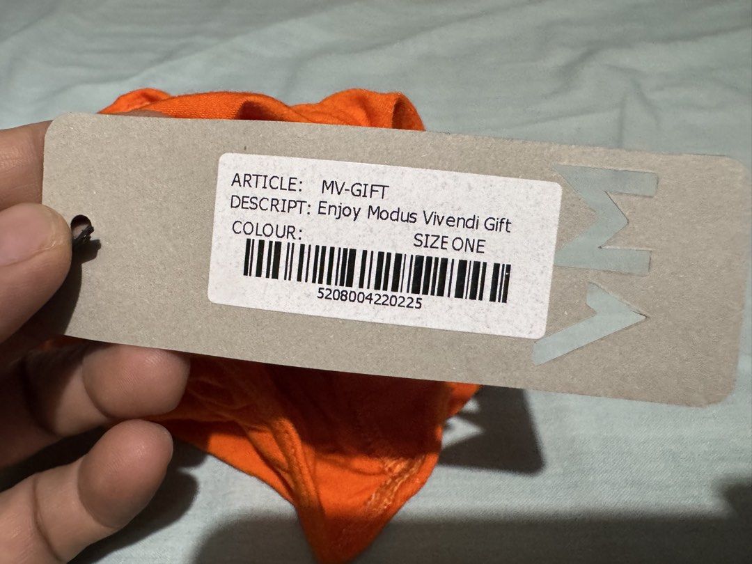 Modus Vivendi Orange Briefs (Category: Underwear) located in Caloocan City. Submitted by rodelramos.rivera (Listing ID 1468929052, Image 3). Description: - Brand: Modus Vivendi - Style: Bright orange briefs with subtle black elastic waistband - Size: One (Article MV-GIFT) - Condition: Brand new, unworn, and still sealed in original zip bag - Inclusions: Comes with original tag and packaging pouch.