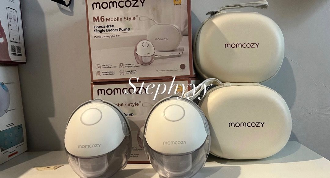 Momcozy M6 Gray (Category: Breastfeeding & Bottle Feeding) located in Valenzuela. Submitted by steph.yyy.yuuu (Listing ID 1468794402, Image 1). Description: - Brand: Momcozy - Model: M6 Mobile Style Single Breast Pump - Color: Gray - Type: Hands-free wearable breast pump - Condition: Brand new in box - Includes: Portable breast pump unit and storage/carrying case - Ideal for: Working moms, multitasking, and pumping on-the-go.