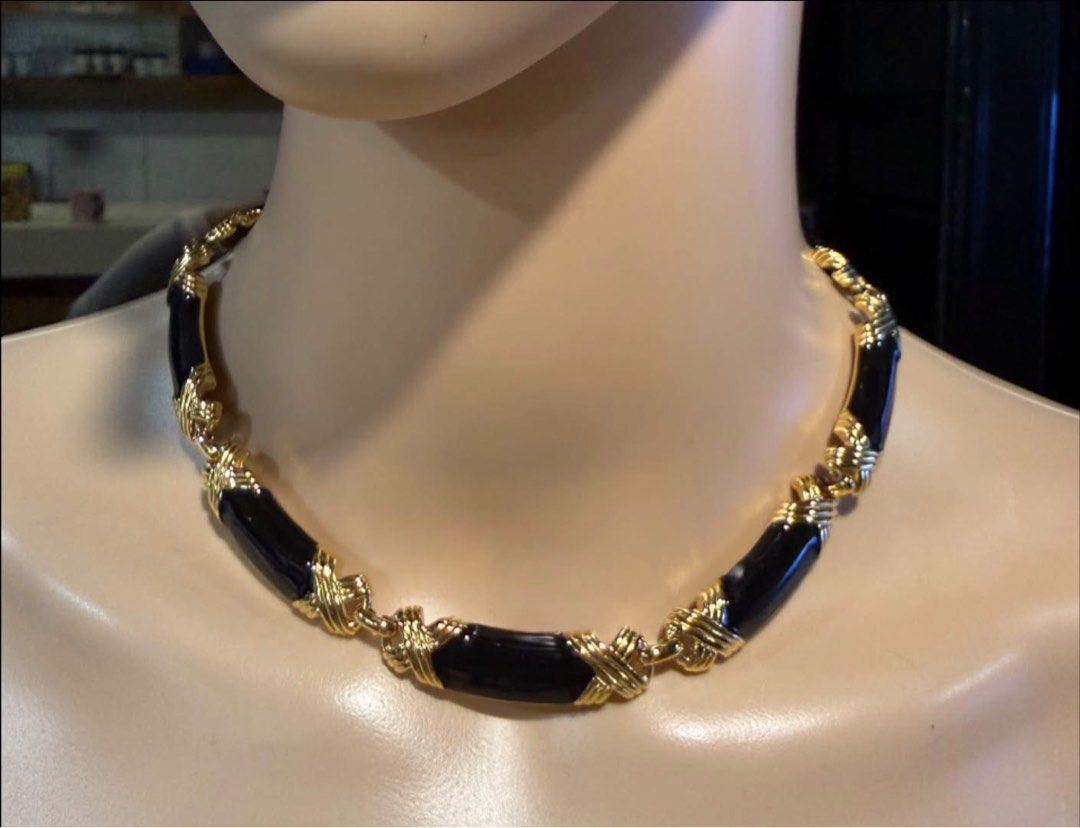 Monet Necklace (Category: Necklaces) located in Quezon City. Submitted by liezl.marie (Listing ID 1468806049, Image 1). Description: This is a vintage 1980’s gold-plated and black enamel “X” link choker necklace by M0net. 4500 Open for layaway. Disclaimer: We are not affiliated, associated, authorized, endorsed by or in any way officially connected with any other company or luxury brand. All copyrights are reserved to the original brand..