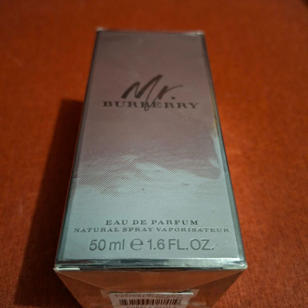 Mr. Burberry Eau de Parfum 50ml (Category: Fragrance & Deodorants) located in Quezon City. Submitted by mnojv152749537 (Listing ID 1468728936, Image 1). Description: - Item: Mr. Burberry Eau de Parfum - Size: 50ml / 1.6 fl. oz. (Natural Spray) - Condition: Brand new, sealed in original plastic wrapping - Authenticity details: Includes barcode sticker (CN:132) and batch/ingredient info on the back - Origin: Authentic Burberry Limited, London.