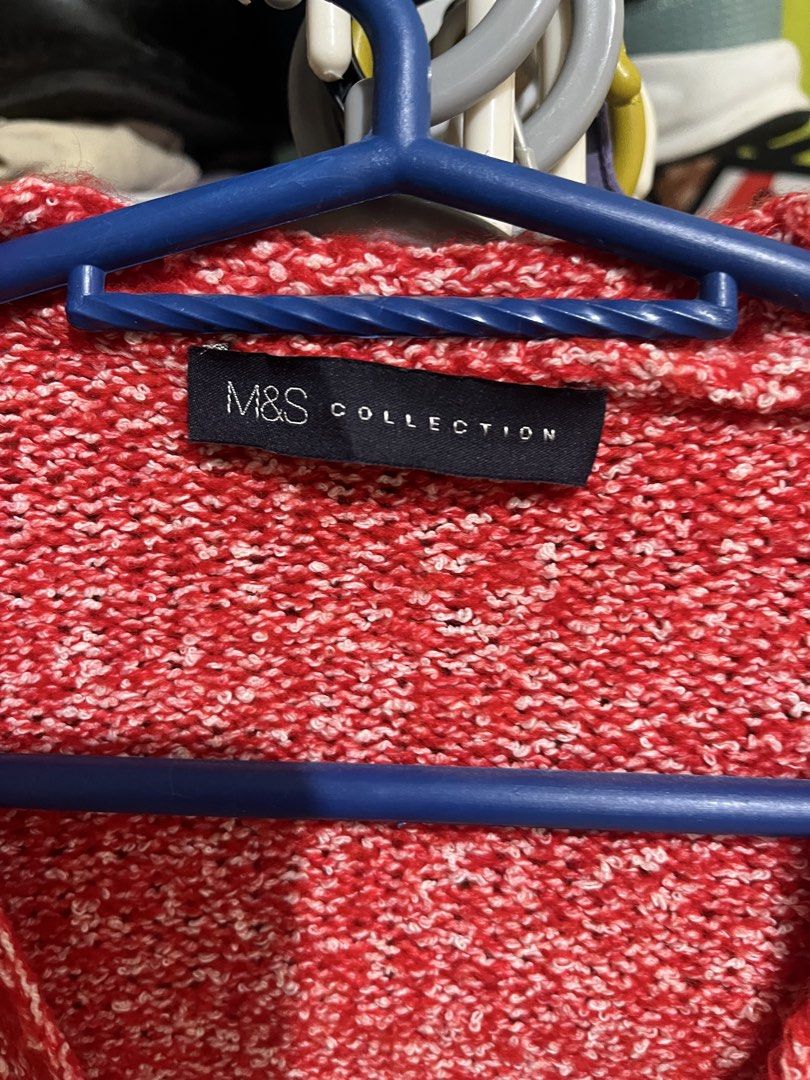 M&S Collection Red Knit Cardigan (Category: Coats, Jackets and Outerwear) located in Caloocan City. Submitted by ishmads (Listing ID 1468883689, Image 2). Description: mop: gcash/maribank mod: lalamove only can fit xs-s price is negotiable no when worn photos .