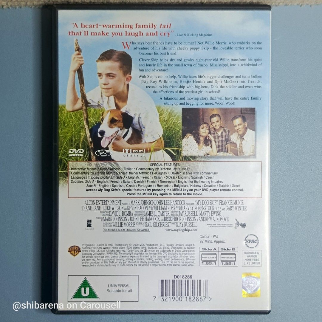 My Dog Skip DVD - Region 2 PAL (Category: CDs & DVDs) located in Cebu City. Submitted by shibarena (Listing ID 1468791565, Image 2). Description: - My Dog Skip DVD - Region 2 PAL (Pre-owned) - Cast: Frankie Muniz, Diane Lane, Luke Wilson, Kevin Bacon ⚠️ Please ensure your DVD player supports Region 2 (PAL) before purchase..