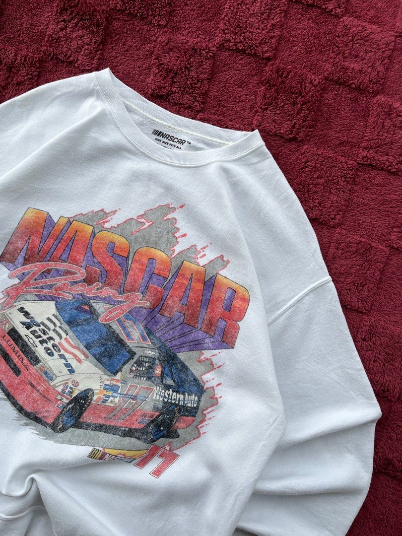 Nascar Crewneck Sweatshirt (Category: Coats, Jackets and Outerwear) located in Manila. Submitted by thriftm.e (Listing ID 1468922631, Image 3). Description: Dimes (in inches) Length: 29 Width: 23 ONE SIZE FITS ALL Condition: 10/10 Color Rate: 10/10 Issue: None.