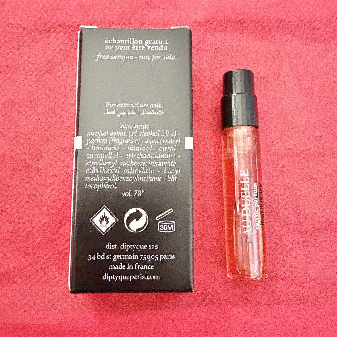 New Diptyque Eau Duelle Eau de Parfum edp perfume 2ml (Category: Fragrance & Deodorants) located in Pasig City. Submitted by deluxuryshop (Listing ID 1468740738, Image 2). Description: - Brand: Diptyque - Fragrance: Eau Duelle Eau de Parfum - Size: 2ml / 0.06 fl oz (Natural Spray).