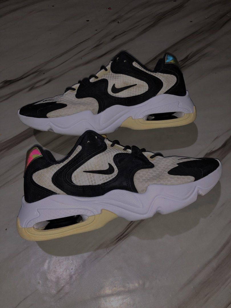 Nike Airmax 2x White-Black- Cream (Category: Casual Shoes) located in Muntinlupa City. Submitted by josh_fitsnfinds (Listing ID 1468877376, Image 1). Description: No Box!! no issues, excellent condition. reflective oilslick logo. ACG technology outer protection..
