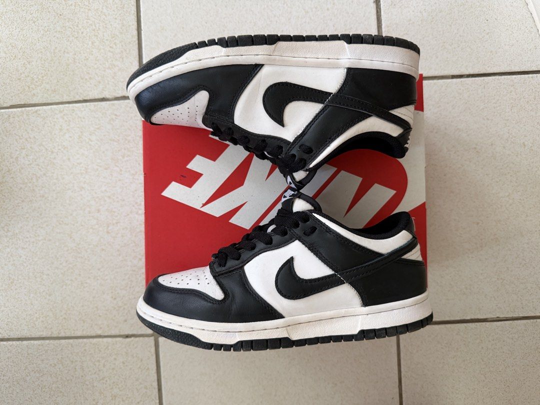 Nike Dunk Low Panda White Black GS (Category: Sneakers) located in Cebu City. Submitted by gfaith08 (Listing ID 1468749005, Image 1). Description: Size: 5Y (UK 4.5, EUR 37.5, 23.5 cm) - Condition: Clean pair with minimal wear - Includes: Original red Nike box .