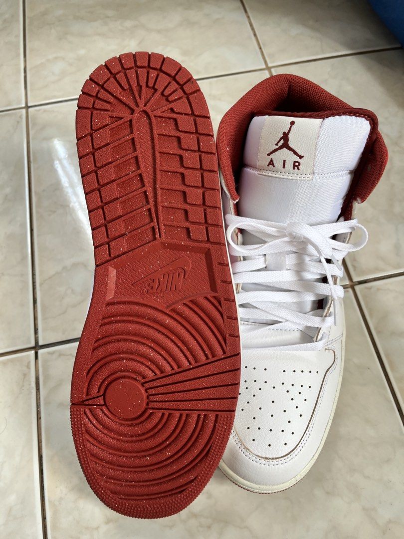 Nike Jordan Air (Category: Sneakers) located in Makati City. Submitted by ojala (Listing ID 1468743754, Image 2). Description: - Brand: Nike Air Jordan High Tops - Colorway: White leather base with Gym Red overlays and matching red outsole - Size: US 13 - Condition: Clean soles, minimal signs of wear - Details: White laces, white tongue with Jumpman Air branding - Perfect for: Casual daily rotation or sneaker collection.