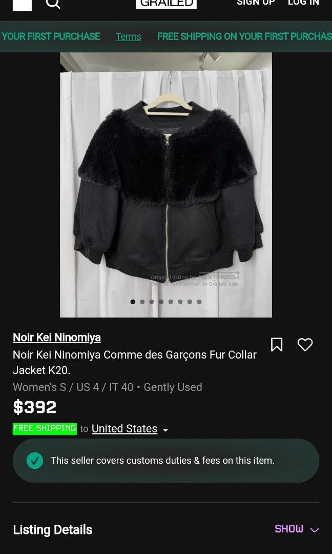 Noir kei ninomiya X Comme des garcons (Category: Coats, Jackets and Outerwear) located in Baguio. Submitted by archival_thrifted.ph. (Listing ID 1468792976, Image 3). Description: FOR SALE‼️ .NOIR KEI NINOMIYA X COMME DES GARCONS FUR COLLAR JACKET .MADE IN JAPAN 🇯🇵 . EXCELLENT CONDITION .MISSING MAINTAG .SIZE 36 ON TAG .PHP 3900 PLUS SF .❌❌ COP/COD .MOP GCASH . COURIER J&T .BAGUIO AREA .DM FOR SURE BUYER TY.