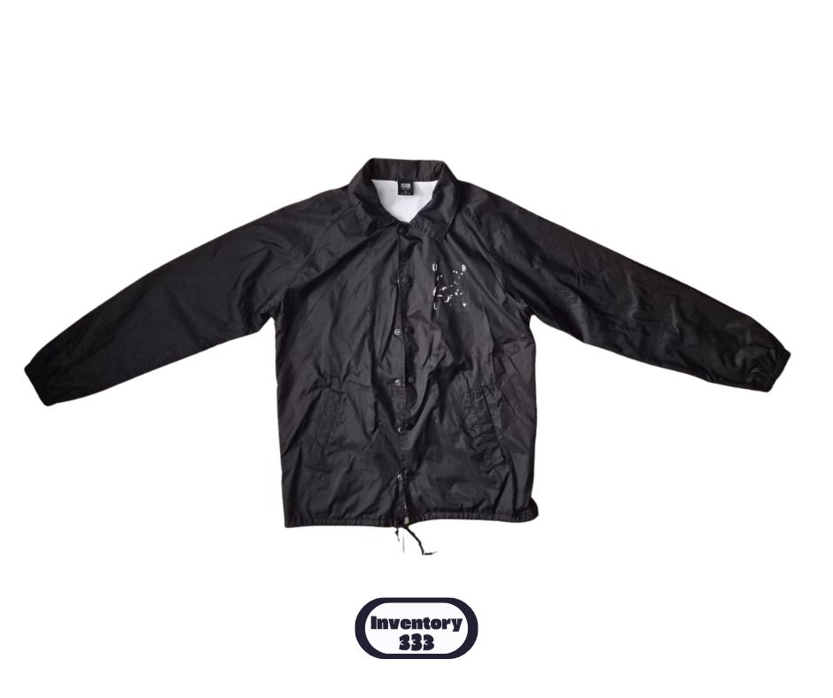 Obey Black Coach Jacket with Rose Print (Category: Coats, Jackets and Outerwear) located in Taguig. Submitted by regimennn (Listing ID 1468831857, Image 1). Description: - Brand: Obey - Material: Durable black nylon Disintegrated Rose Print front and Back. Buttons, Strings in good condition.