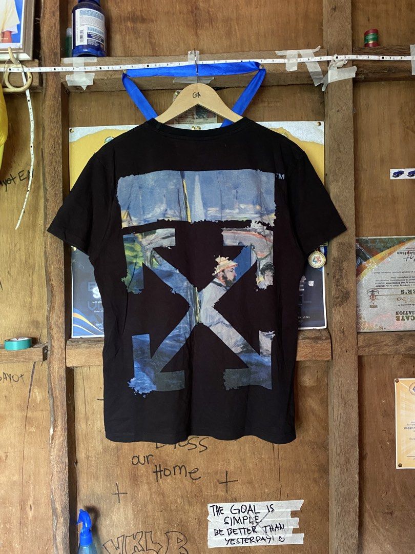 OFF WHITE BLACK ARROW PAINTING (Category: Tshirts & Polo Shirts ) located in Minglanilla. Submitted by celathrift (Listing ID 1468764258, Image 2). Description: NO ISSUE OVER ALL 9/10 COLOR RATE SIZE XS ON TAG MEDUIM FITTINGS .