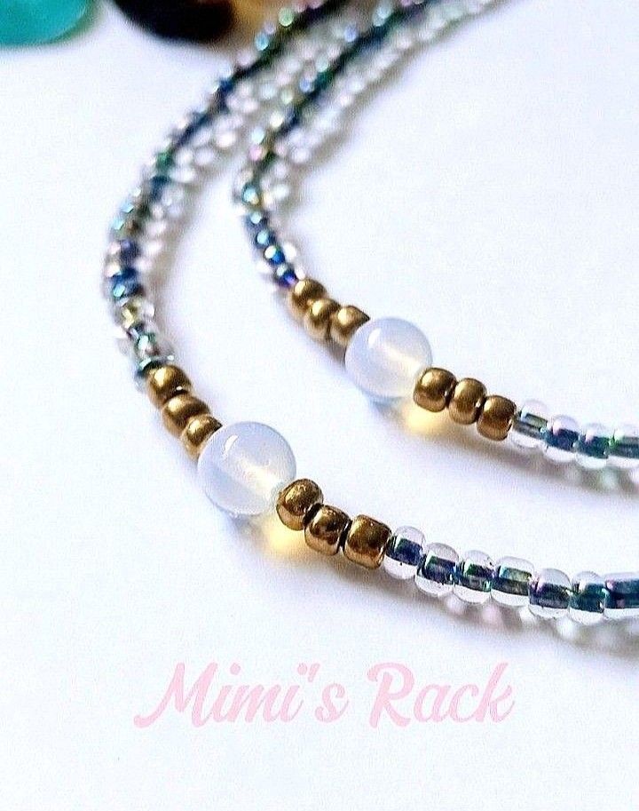 Opalite in Mermaid Seed Beads Necklace (Category: Necklaces) located in Taguig. Submitted by mimisrack (Listing ID 1468911438, Image 1). Description: 🤍Soft glow. Ocean vibes. Feminine magic. -Shimmers beautifully in the light -Calm, dreamy, intuitive energy -Perfect for layering or soft-girl aesthetic -Mermaid energy activated 🧿 only ₱50 each 🙂 🧿 opalite size: 11mm 🧿 seed beads: 4mm 🧿 necklace length: adjustable approx. up to 47.5cm (18.5in
