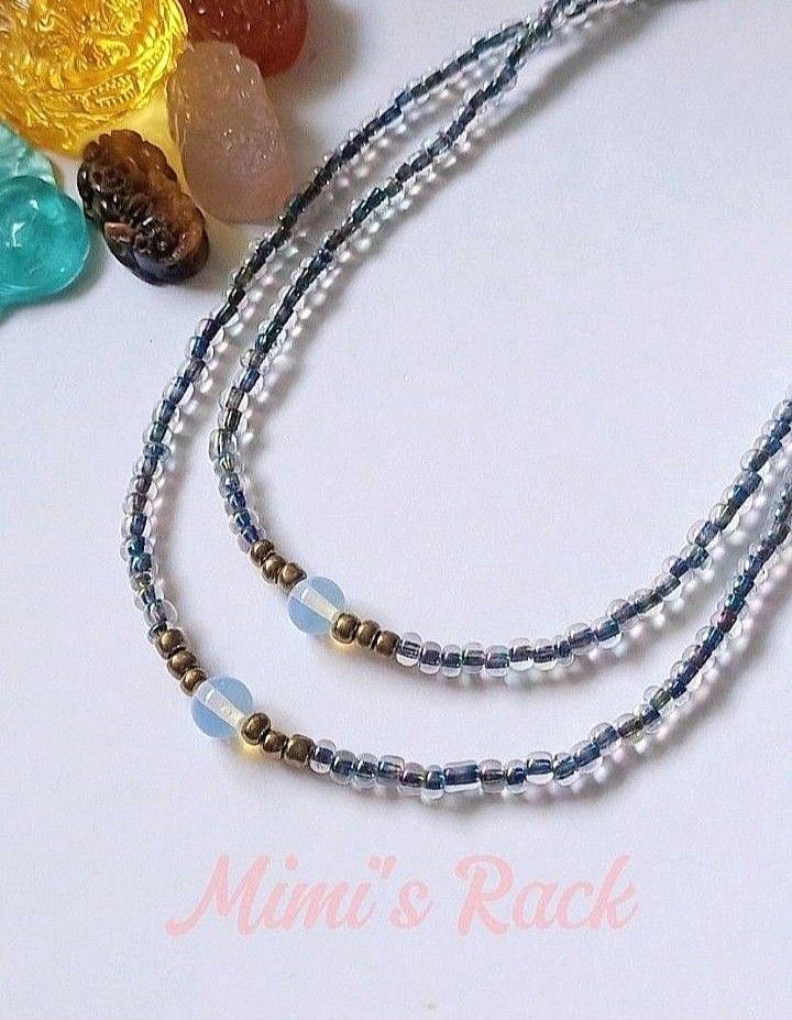 Opalite in Mermaid Seed Beads Necklace (Category: Necklaces) located in Taguig. Submitted by mimisrack (Listing ID 1468911438, Image 2). Description: 🤍Soft glow. Ocean vibes. Feminine magic. -Shimmers beautifully in the light -Calm, dreamy, intuitive energy -Perfect for layering or soft-girl aesthetic -Mermaid energy activated 🧿 only ₱50 each 🙂 🧿 opalite size: 11mm 🧿 seed beads: 4mm 🧿 necklace length: adjustable approx. up to 47.5cm (18.5in