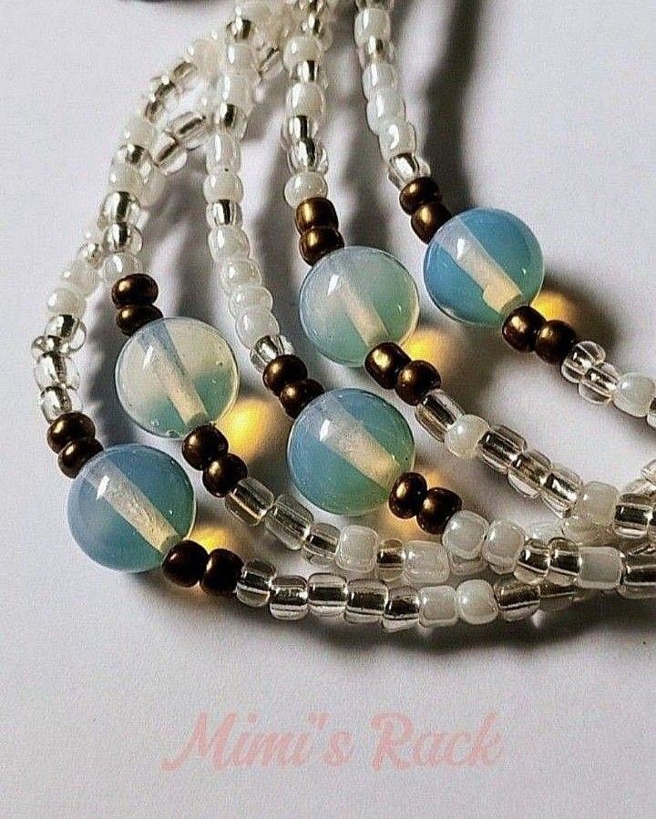 OPALITE IN WHITE AND CLEAR SEED BEADS NECKLACE (Category: Necklaces) located in Taguig. Submitted by mimisrack (Listing ID 1468922334, Image 3). Description: 🤍Soft celestial glow with dreamy, feminine elegance -Opalite symbolizes intuition, calm energy, and new beginnings -White seed beads represent purity and fresh, peaceful vibes -Clear seed beads enhance clarity and light-reflecting sparkle -Gentle iridescent glow creates a magical, ethereal 