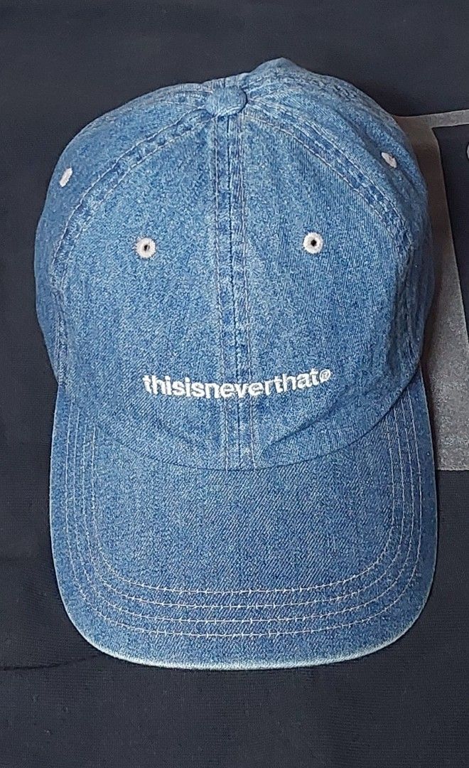 💯Original thisisneverthat Denim T-Logo Cap (Authentic / EUC)👌 (Category: Caps & Hats) located in Pozorrubio. Submitted by infinite_grind_0.1 (Listing ID 1468802564, Image 1). Description: 💯Original thisisneverthat Denim T-Logo Cap (Authentic / EUC)👌 🥰Price: ₱1,500 Style Code: TN250HWBC01 (See tag photo for authenticity verification) Material: 100% Cotton Denim🫰 Color: Medium Wash Denim with White embroidered logo👌 Size: Free Size (Fully ad
