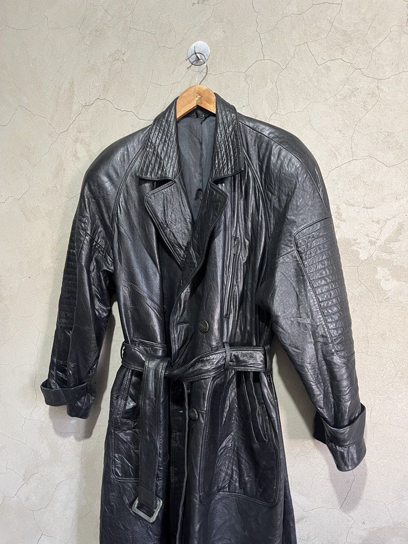 oversized leather trench coat (Category: Coats, Jackets and Outerwear) located in Cagayan de Oro. Submitted by vintagevvvictim (Listing ID 1468774575, Image 1). Description: similar to BALENCIAGA oversized coats size L padded shoulders.