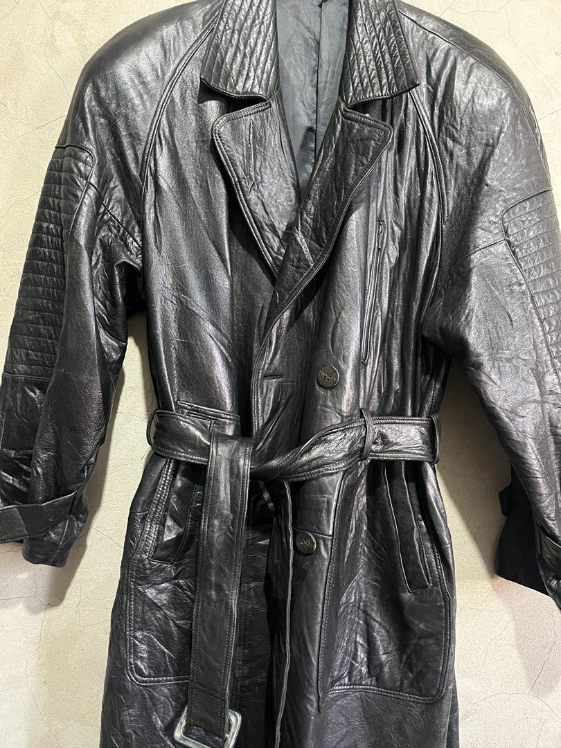 oversized leather trench coat (Category: Coats, Jackets and Outerwear) located in Cagayan de Oro. Submitted by vintagevvvictim (Listing ID 1468774575, Image 3). Description: similar to BALENCIAGA oversized coats size L padded shoulders.