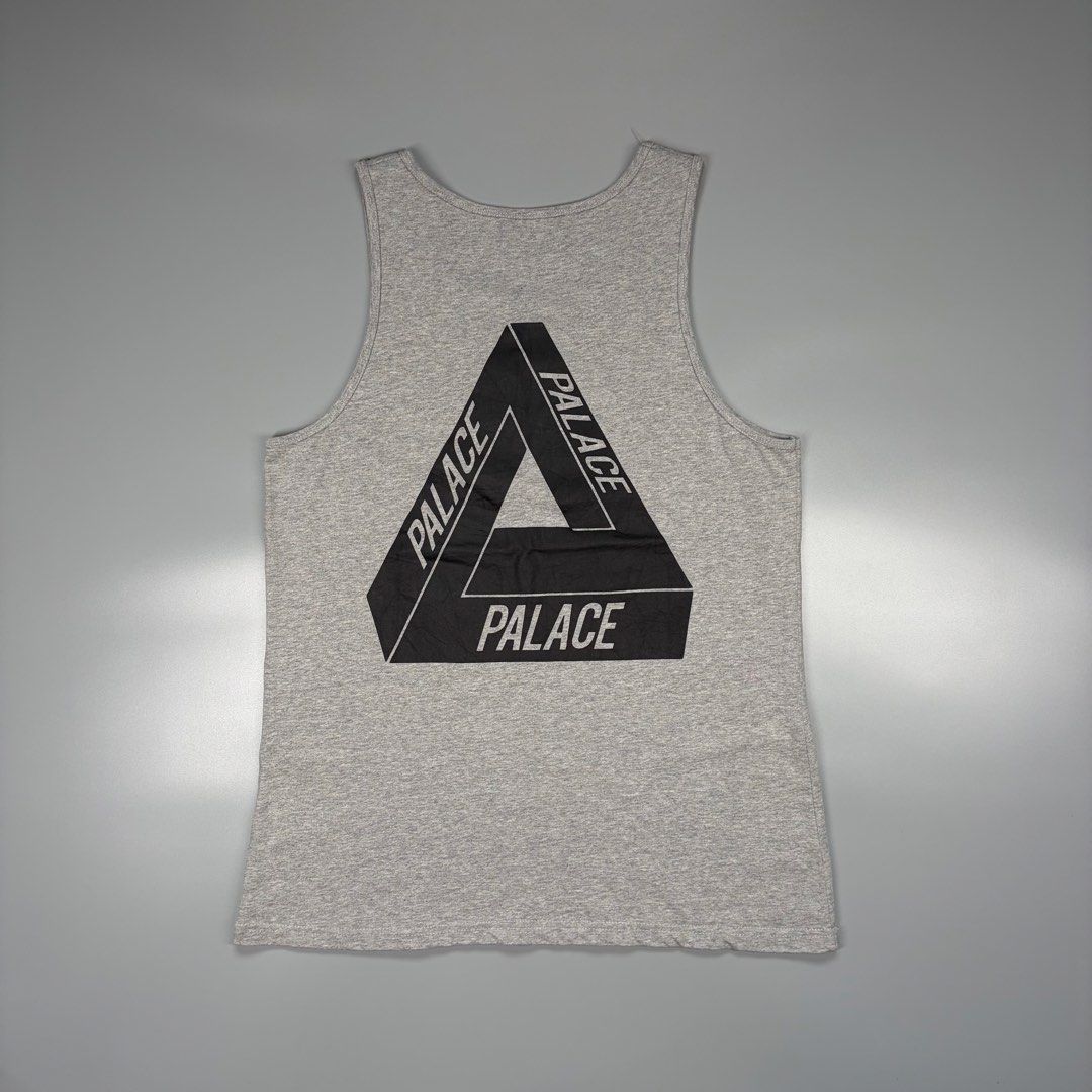 Palace Skateboards Tanktop (Category: Activewear) located in Cavite. Submitted by onebeancent (Listing ID 1468915765, Image 2). Description: Size: Small to Medium Frame Dimension: 19" Width | 28" Length Color: Grey Color Rate: 10/10 Issue: None Condition: Like new‼️ Price: 650php Additional Shipping Fee (J&T Small Pouch) 75php Luzon 100php visayas 120php mindanao.