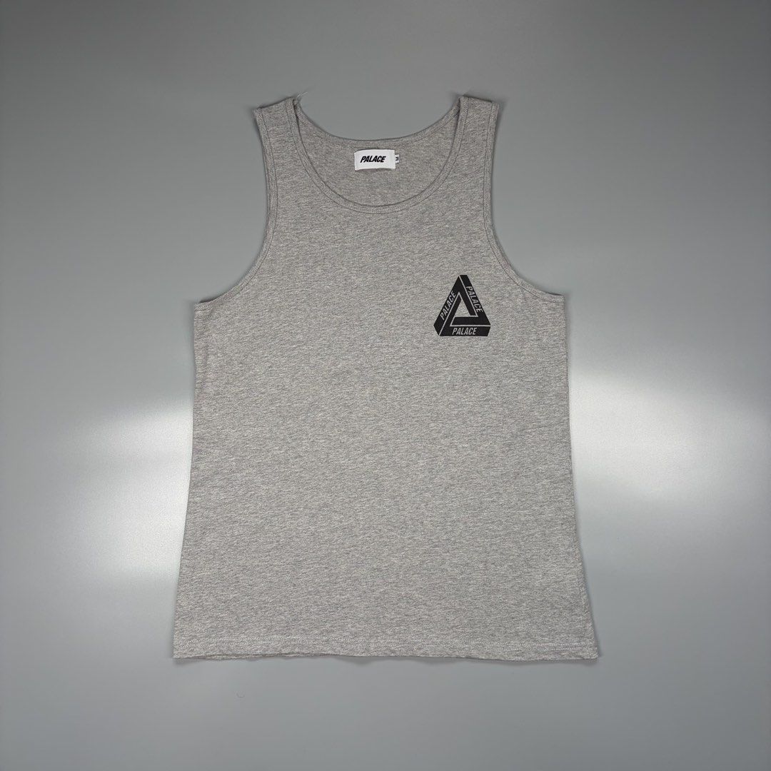 Palace Skateboards Tanktop (Category: Activewear) located in Cavite. Submitted by onebeancent (Listing ID 1468915765, Image 1). Description: Size: Small to Medium Frame Dimension: 19" Width | 28" Length Color: Grey Color Rate: 10/10 Issue: None Condition: Like new‼️ Price: 650php Additional Shipping Fee (J&T Small Pouch) 75php Luzon 100php visayas 120php mindanao.