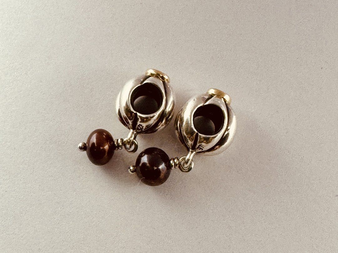 Pandora Blooming/ Blossom Dangle Charm (790402BCZ) (Category: Charms) located in Cabanatuan. Submitted by water.withahintoflime (Listing ID 1468899562, Image 2). Description: Retired|Authentic Sterling silver | 14k gold bezel with brown cz | brown freshwater pearl 2600 each Right ❌ ❌ Issue ✅ Packaging.